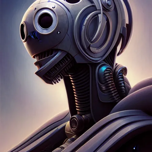 Image similar to low angle portrait shot of a cyberpunk gazmask robot character, intricate, elegant, highly detailed, centered, digital painting, artstation, concept art, smooth, sharp focus, illustration, artgerm, Tomasz Alen Kopera, Peter Mohrbacher, donato giancola, Joseph Christian Leyendecker, WLOP, Boris Vallejo