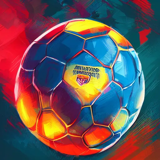 Image similar to detailed illustration of a football ball by alena aenami and annato finnstark