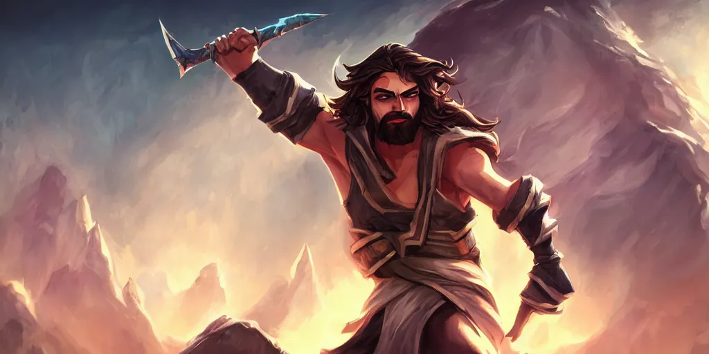 Image similar to jesus splash art as a league of legends character, digital art, riot games