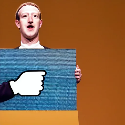 Image similar to mark zuckerberg introducing the Facebook Frog: a live frog