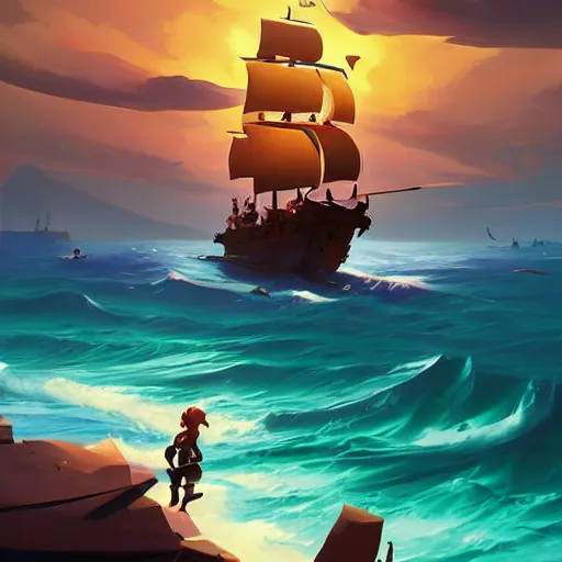 Image similar to painting treasure on sea of thieves game smooth median photoshop filter cutout vector, behance hd by jesper ejsing, by rhads, makoto shinkai and lois van baarle, ilya kuvshinov, rossdraws global illumination