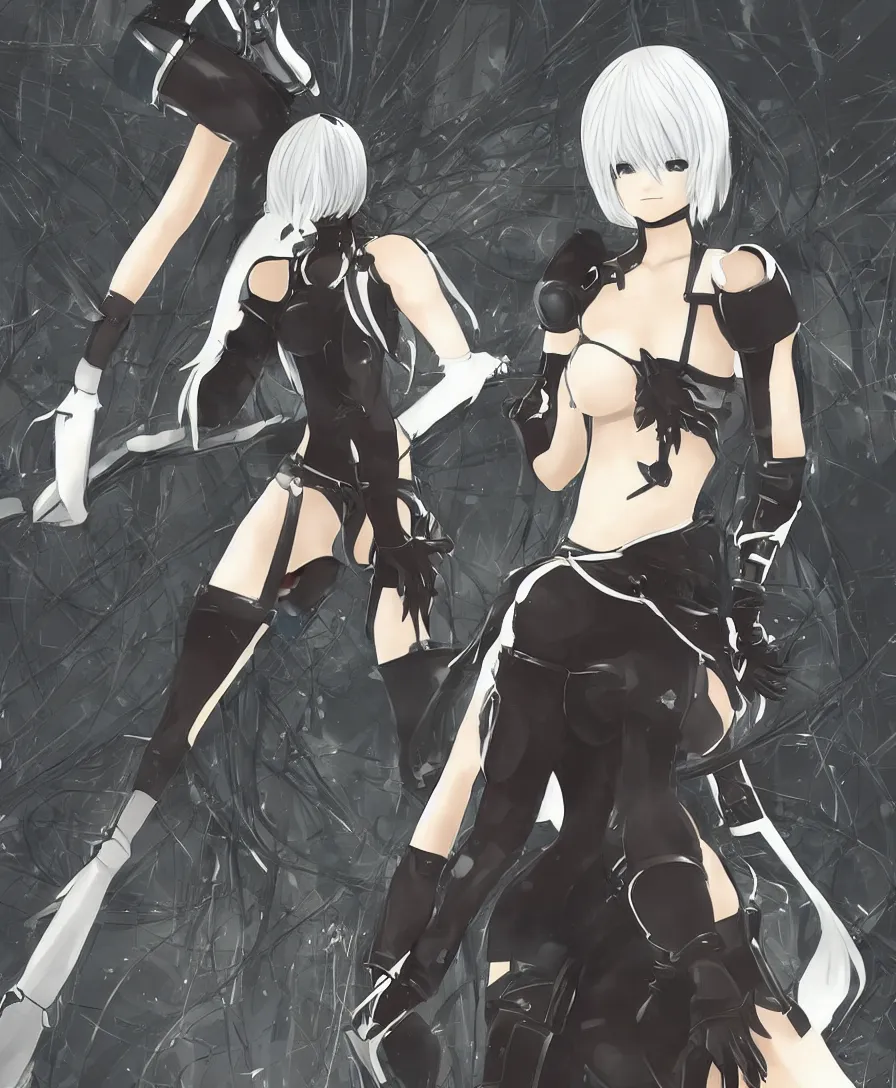 Prompt: anime style 2b from nier automata