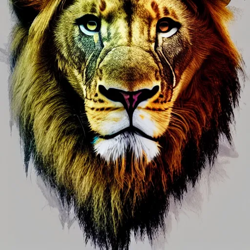 Image similar to 2 d full body lion, side view, ultra hd, vivid colors, white background