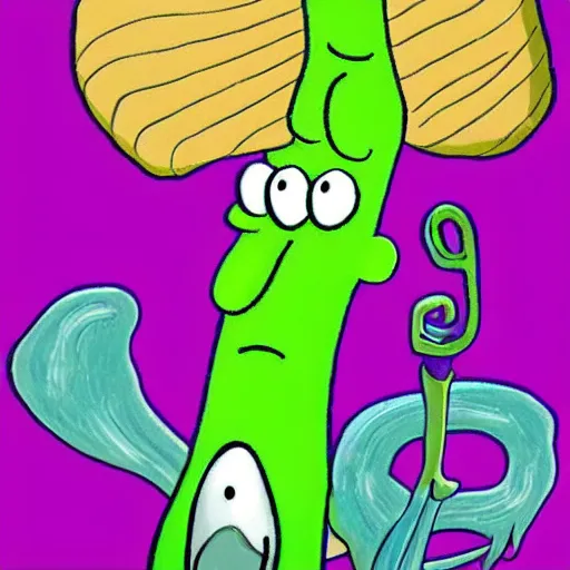 Prompt: handsome squidward portrait, detailed cartoon style, vivid colors - n 9