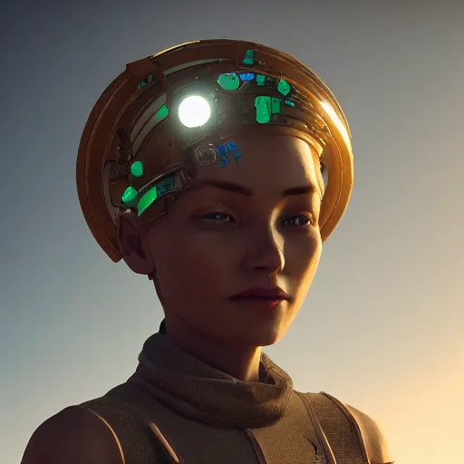 Image similar to solarpunk human, cgsociety, ArtStation, unreal engine 5