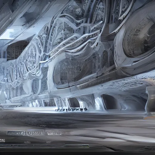 Image similar to sci-fi wall structure on the coronation of napoleon painting and photogrammetry point cloud digital billboard in the middle, unreal engine 5, keyshot, octane, artstation trending, ultra high detail, ultra realistic, cinematic, 8k, 16k, in style of zaha hadid, in style of nanospace Michael Menzelincev, in style of the Blade Runner 2049, in plastic, dark, tilt shift,