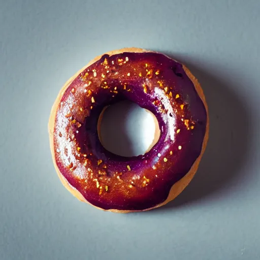 Prompt: Perfectly circular donut!!!!! in the style and shape of a blackberry!!!!!!, trending on artstation, 4k, 8k, professional photography, overhead shot, 35mm lens