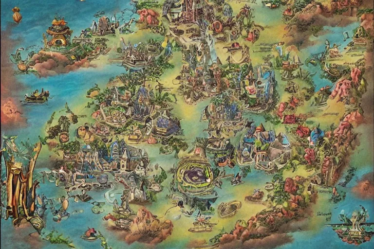 Image similar to Map of a heavenly realm highly detailed, full color