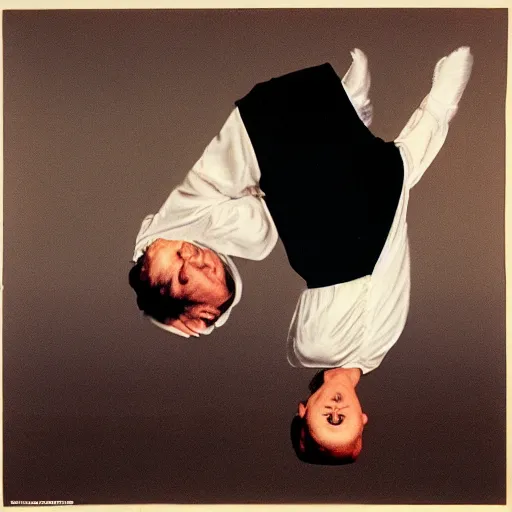 Image similar to mark e smith in a maid uniform doing a backflip, highly detailed, 4 k