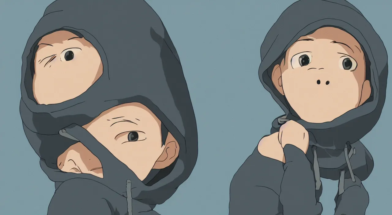 Image similar to (illustration) of A 3-d young hip ape kid wearing a hoodie, by Studio Ghibli, 8k, soft lighting, cartoon look, face enhance, sharp focus, concept art, smooth