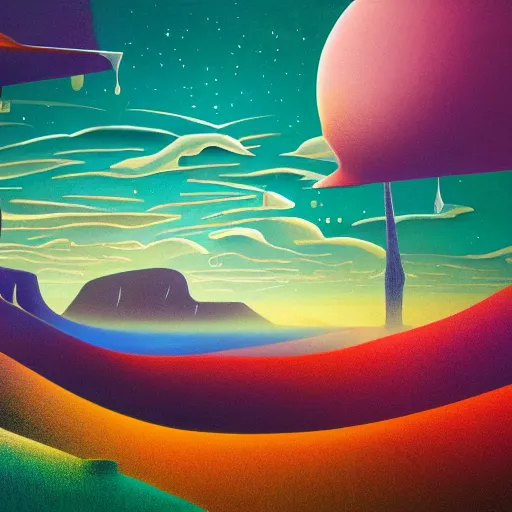 Prompt: Surrealistic colorful landscape illustration, Ultra realistic 8K