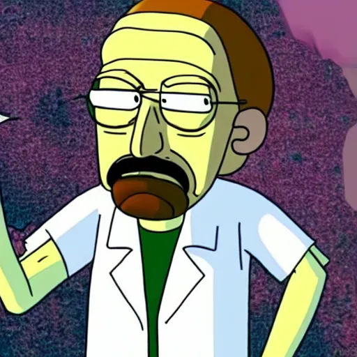 Prompt: Walter White as a Rick and Morty character