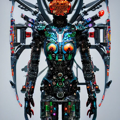 Image similar to an intricately detailed cybernetic warrior by damien hirst, revelation space, cyborg, cinematic, elegant, artstation,