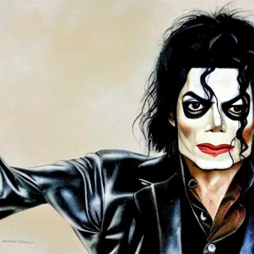 Prompt: michael jackson as two face, realistic, high quality