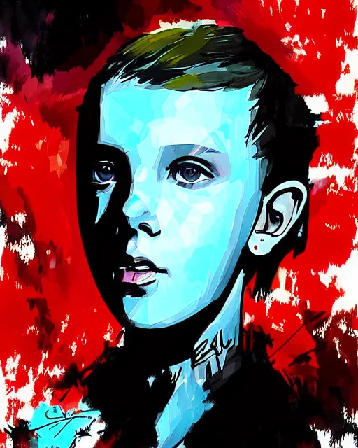 Image similar to digital art of millie bobby brown by yoji shinkawa