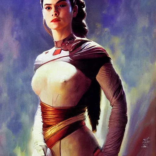 Prompt: ultra realistic portrait painting of rosalia as padme from star wars, art by frank frazetta, 4 k, ultra realistic, highly detailed, epic lighting.