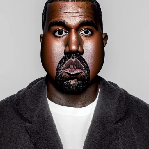 Prompt: the face of kanye west wearing yeezy facemask at 4 0 years old, portrait by julia cameron, chiaroscuro lighting, shallow depth of field, 8 0 mm, f 1. 8