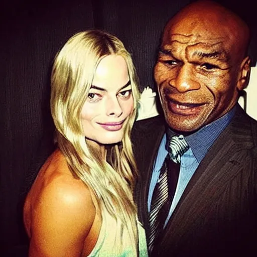 Image similar to “ margot robbie fighting mike tyson for the championship ”