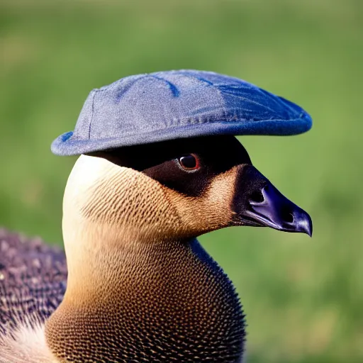 Image similar to Canadian Goose with a funny hat, Portrait Photo, Out of focus