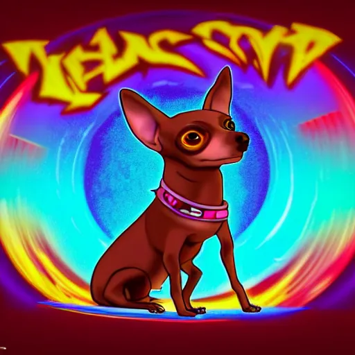 Prompt: a chihuahua with a third eye living in an extradimensional reality, in the style of 9 0 s and goof troop, illustration, epic, fantasy, hyper detailed, smooth, unreal engine, sharp focus, ray tracing, physically based rendering