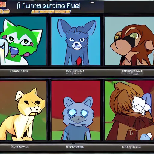 Prompt: In this intricate simulation game, you manage a group of six furries as they try to navigate a furry convention without ultimately ignoring each other.