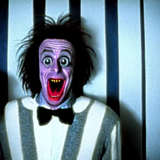 Prompt: Beetlejuice , film still from the movie The Shining