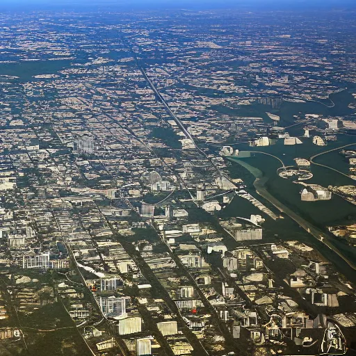 Prompt: An aerial view photograph of Austin, Texas from the International Space Station