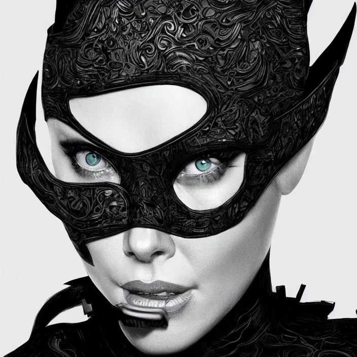 Image similar to portrait of charlize theron as a catwoman 1 9 8 9. intricate abstract. intricate artwork. by tooth wu, wlop, beeple, dan mumford. octane render, trending on artstation, greg rutkowski very coherent symmetrical artwork. cinematic, hyper realism, high detail, octane render, 8 k, iridescent accents