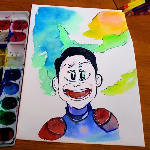 Image similar to happy smiling faces + water Color paint + line drawing :: Painted with Watercolors :: Concept Art