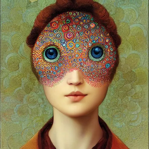 Image similar to a beautiful print a large eye that is looking directly at the viewer. the eye is composed of a myriad of colors and patterns, and it is surrounded by smaller eyes. the smaller eyes appear to be in a state of hypnosis, and they are looking in different directions. by carl spitzweg, by catrin welz - stein rigorous