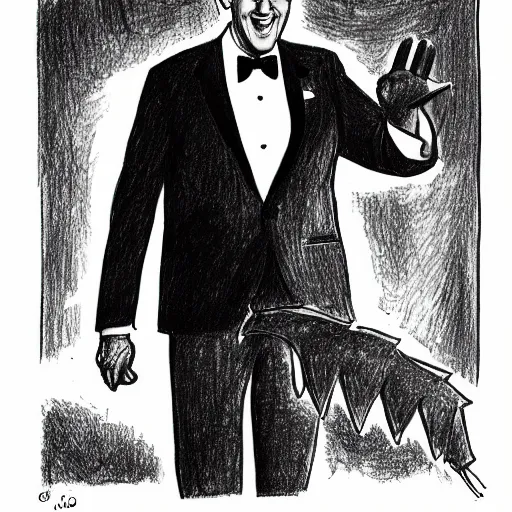 Image similar to drawing, Joe Biden dressed as a dinosaur, open-faced