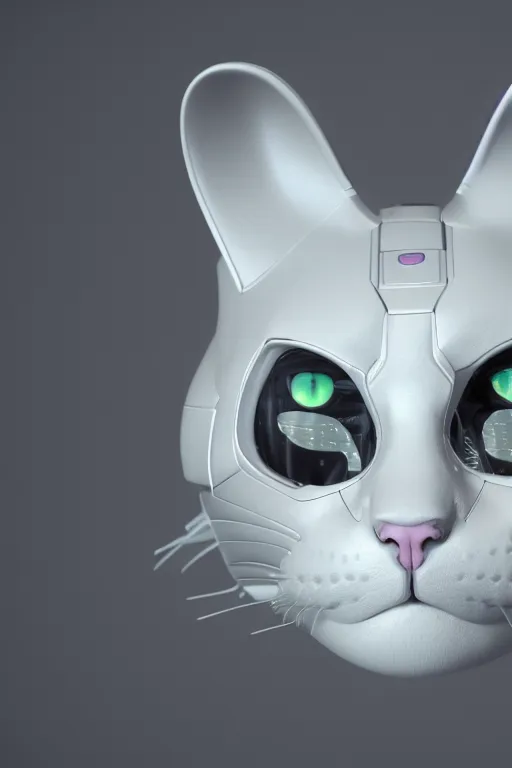 Prompt: a close portrait of a cybernetic cat made from porcelain, insane reflexions, pastel colored, daylight, peaceful, 8 k, ambient occlusion, sub surface scattering, octane render, symetrical features