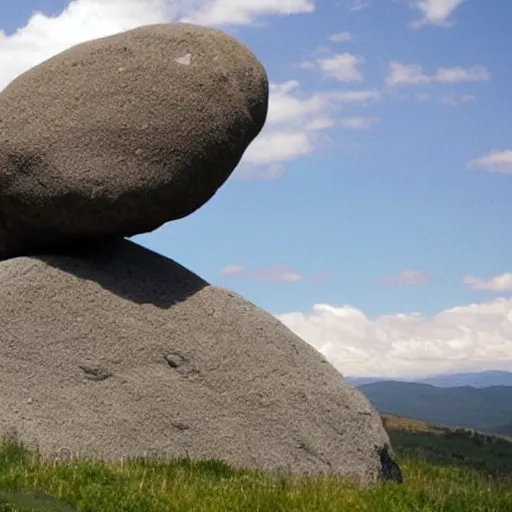 Image similar to sisyphus and the eternal boulder statue but with covid molecule instead of a boulder