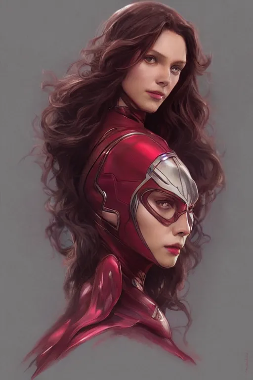 Prompt: portrait of Scarlet Witch, superhero, D&D, fantasy, highly detailed, beautiful face, realistic body structure, digital painting, artstation, smooth, sharp focus, illustration, art by artgerm and greg rutkowski and alphonse mucha