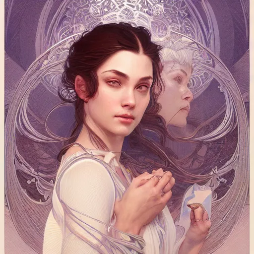 Prompt: Portrait of a moon, intricate, elegant, highly detailed, digital painting, artstation, concept art, smooth, sharp focus, illustration, art by artgerm and greg rutkowski and alphonse mucha