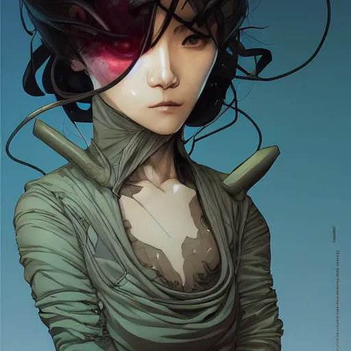 Image similar to prompt : stealthy rogue character portrait soft light painted by james jean and katsuhiro otomo and erik jones, inspired by evangeleon anime, smooth face feature, intricate oil painting, high detail illustration, sharp high detail, manga and anime 1 9 9 9