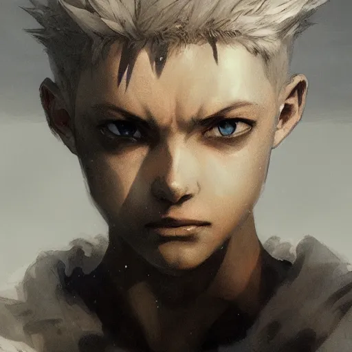 Image similar to realistic portrait of Killua, dramatic lighting, illustration by Greg rutkowski, yoji shinkawa, 4k, digital art, concept art, trending on artstation