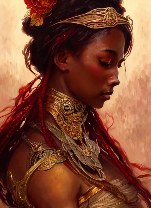 Prompt: : shango fantasy, fantasy magic, , intricate, elegant, sharp focus, illustration, highly detailed, digital painting, concept art, matte, art by WLOP and Artgerm and Greg Rutkowski and Alphonse Mucha, masterpiece