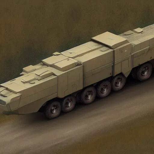 Image similar to m 1 4 2 himars vehicle realistic, art by and greg rutkowski, trending on artstation, symmetry