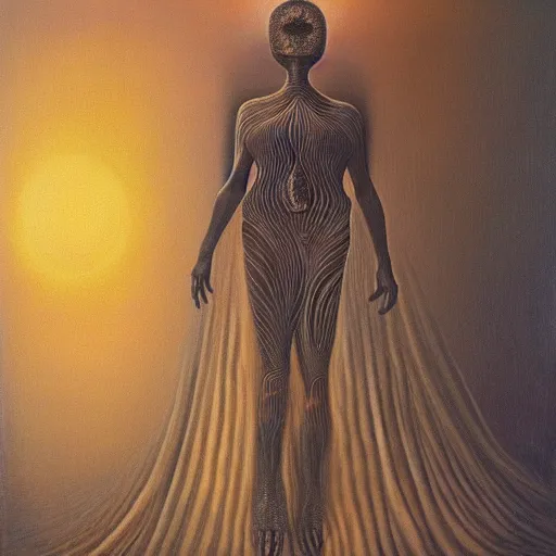 Image similar to The queen of the sun by Zdzisław Beksiński and H.R. Giger, oil on canvas, 8k highly professionally detailed, trending on artstation