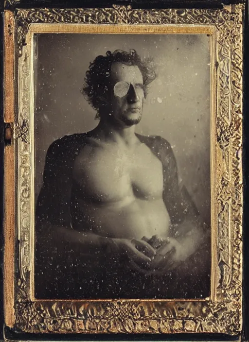 Image similar to old wetplate daguerreotype portrait of the birth of a genius singer, explosion of data fragments, fractal, intricate, elegant, highly detailed, parallax, leica, medium format, subsurface scattering, by jheronimus bosch and greg rutkowski and louis jacques mande daguerre