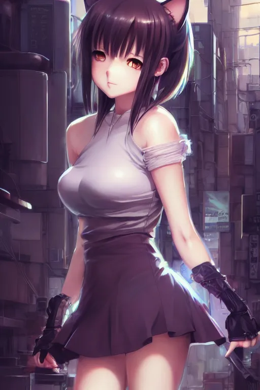 Prompt: ultra realistic nekopara fantastically detailed reflecting eyes modern anime style art cute detailed ears cat girl neko dress portrait shinkai makoto vibrant Studio ghibli kyoto animation hideaki anno Sakimichan Stanley Artgerm Lau Rossdraws James Jean greg rutkowski Marc Simonetti gorgeous elegant highly detailed digital painting artstation pixiv cyberpunk