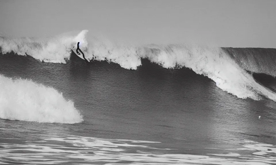 Image similar to photo of a surfer, surfing in the waves, film photography