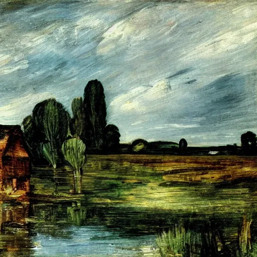 Prompt: the hay wain by john constable in the style of pablo picasso W 1280