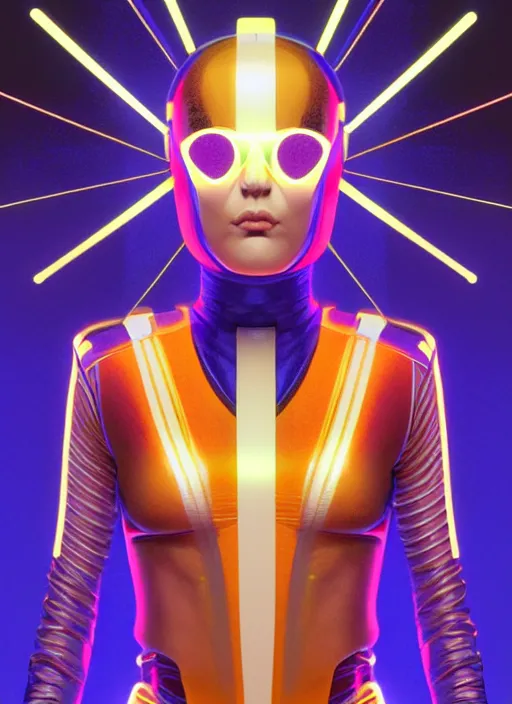 Prompt: symmetry!! portrait of side!! of a 9 0 s aerobic character with soda pop helmet and more golden stripe spandex, more laser beams, fantasy, glowing lights!! intricate, elegant, highly detailed, digital painting, artstation, concept art, smooth, sharp focus, illustration, art by julian del rey and greg rutkowski