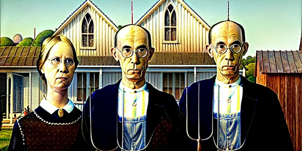 Prompt: american gothic banana