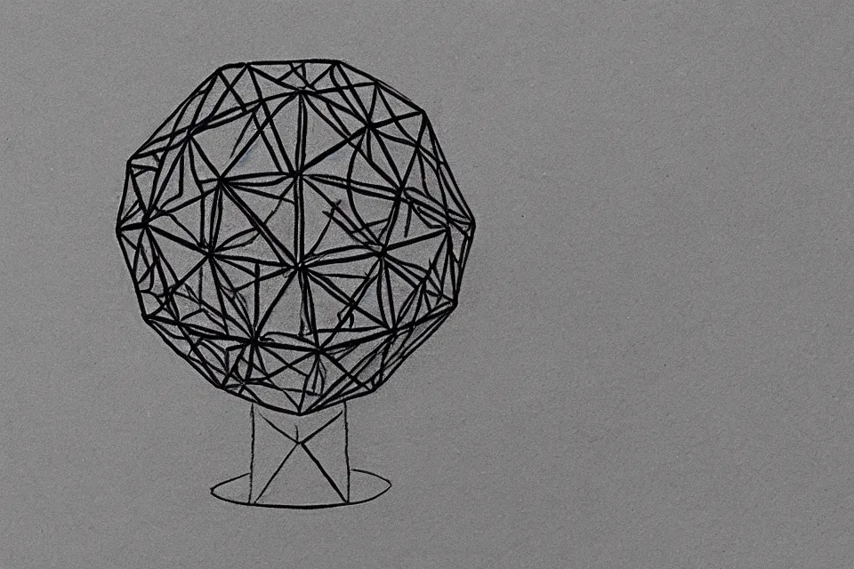 Image similar to geometric anamorphic drawing of a dodecahedron