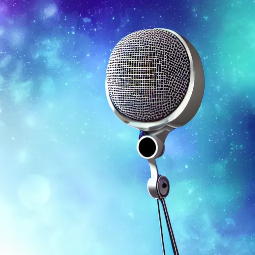 Image similar to microphone floating in space concept art