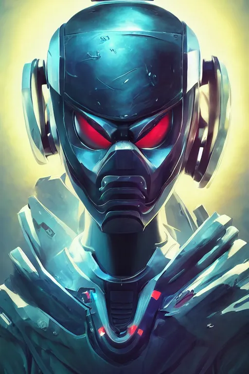 Image similar to epic mask helmet robot ninja portrait stylized as fornite style game design fanart by concept artist gervasio canda, behance hd by jesper ejsing, by rhads, makoto shinkai and lois van baarle, ilya kuvshinov, rossdraws global illumination radiating a glowing aura global illumination ray tracing hdr render in unreal engine 5