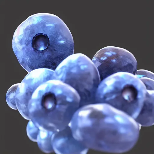 Prompt: 3 d rendering of gorgeous crystal blueberry, unreal engine, ultra detailed, 4 k